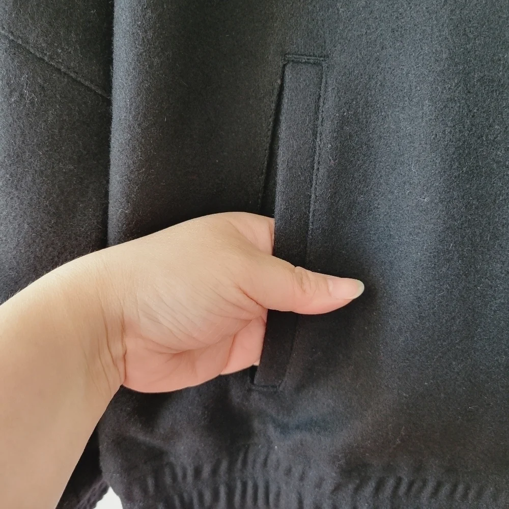 True Religion Black Wool Blend Varsity Jacket